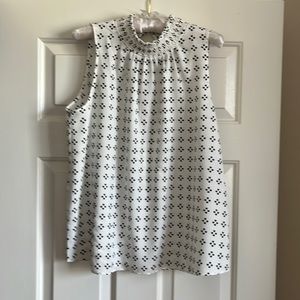 Anne Taylor Factory sleeveless, high neck ruffle top. Black & White. Size M
